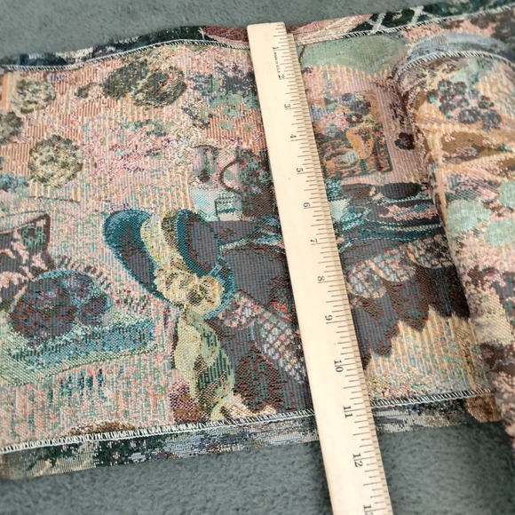 Vintage Tapestry Table Runner Cats in The Garden Tea Time Tassels 80s Romantic - Picture 13 of 15